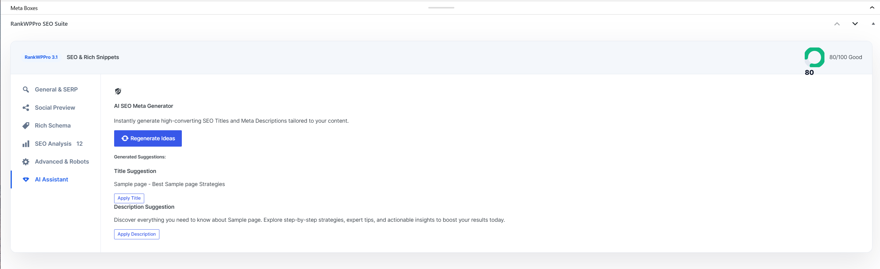 RankWPPro AI assistant tab